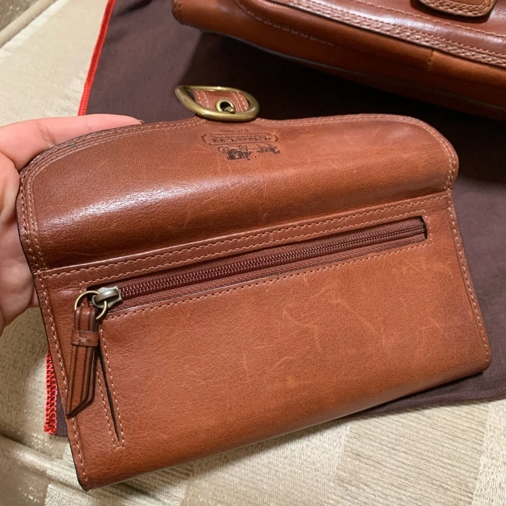 Coach Large Bleecker Burnished Leather British Tan Shoulder Bag - Picture 15 of 16